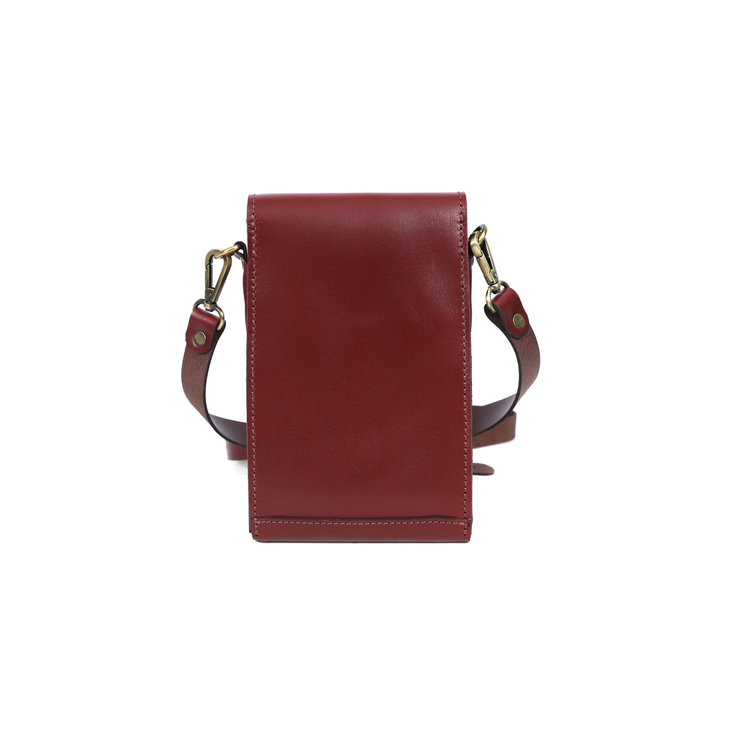 Genuine Leather Phone Crossbody Bag – Compact Burgundy Sling Pouch