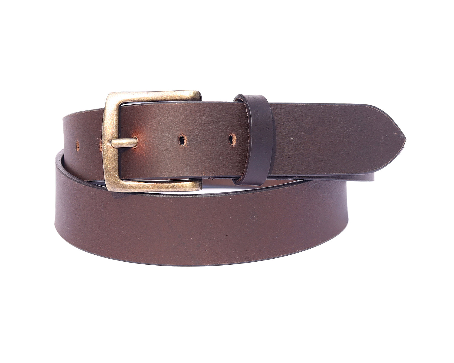 Dark Brown Leather Belt – Antique Buckle Formal Casual Waist Belt