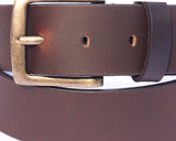 Dark Brown Leather Belt – Antique Buckle Formal Casual Waist Belt