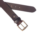 Dark Brown Leather Belt – Antique Buckle Formal Casual Waist Belt