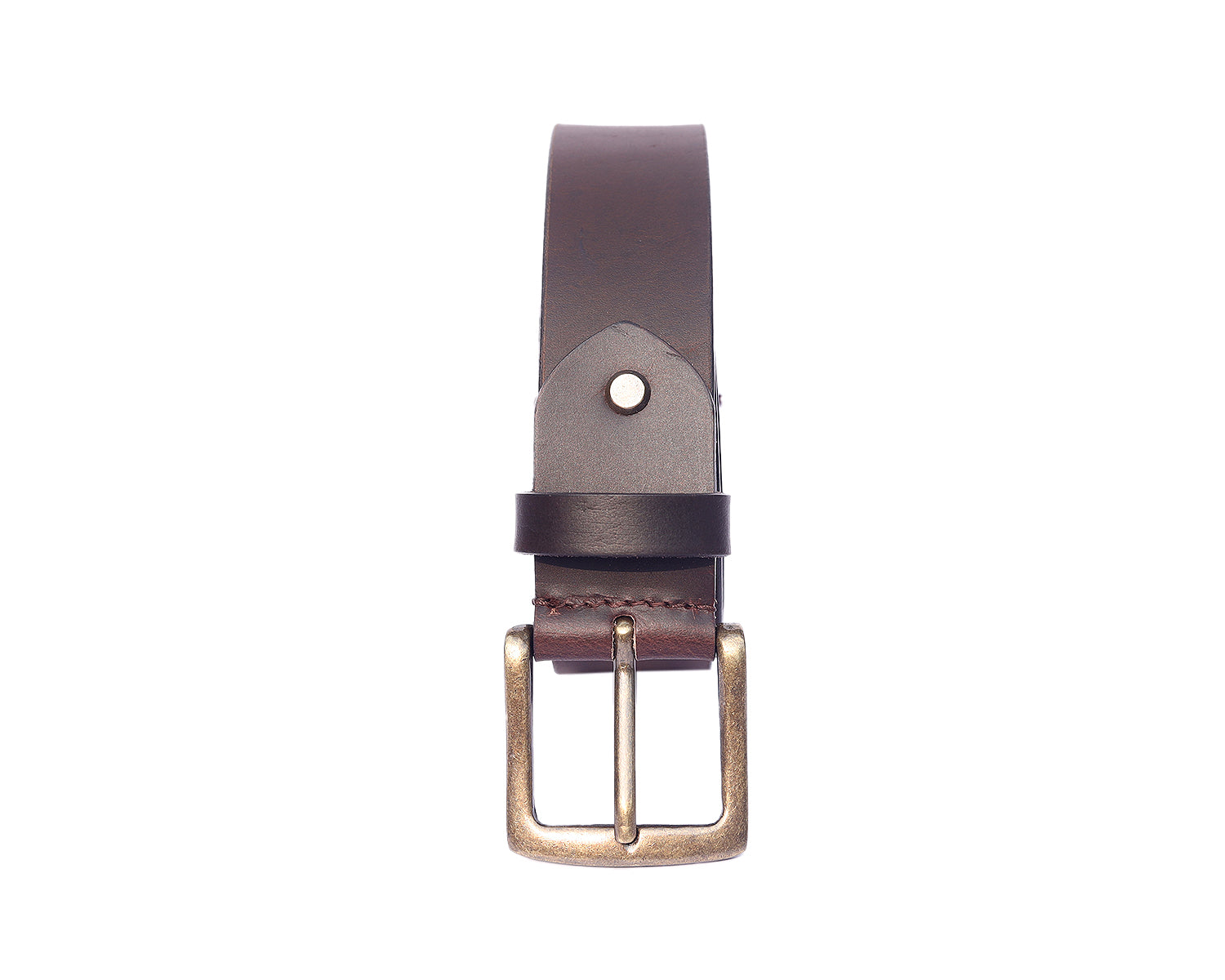 Dark Brown Leather Belt – Antique Buckle Formal Casual Waist Belt