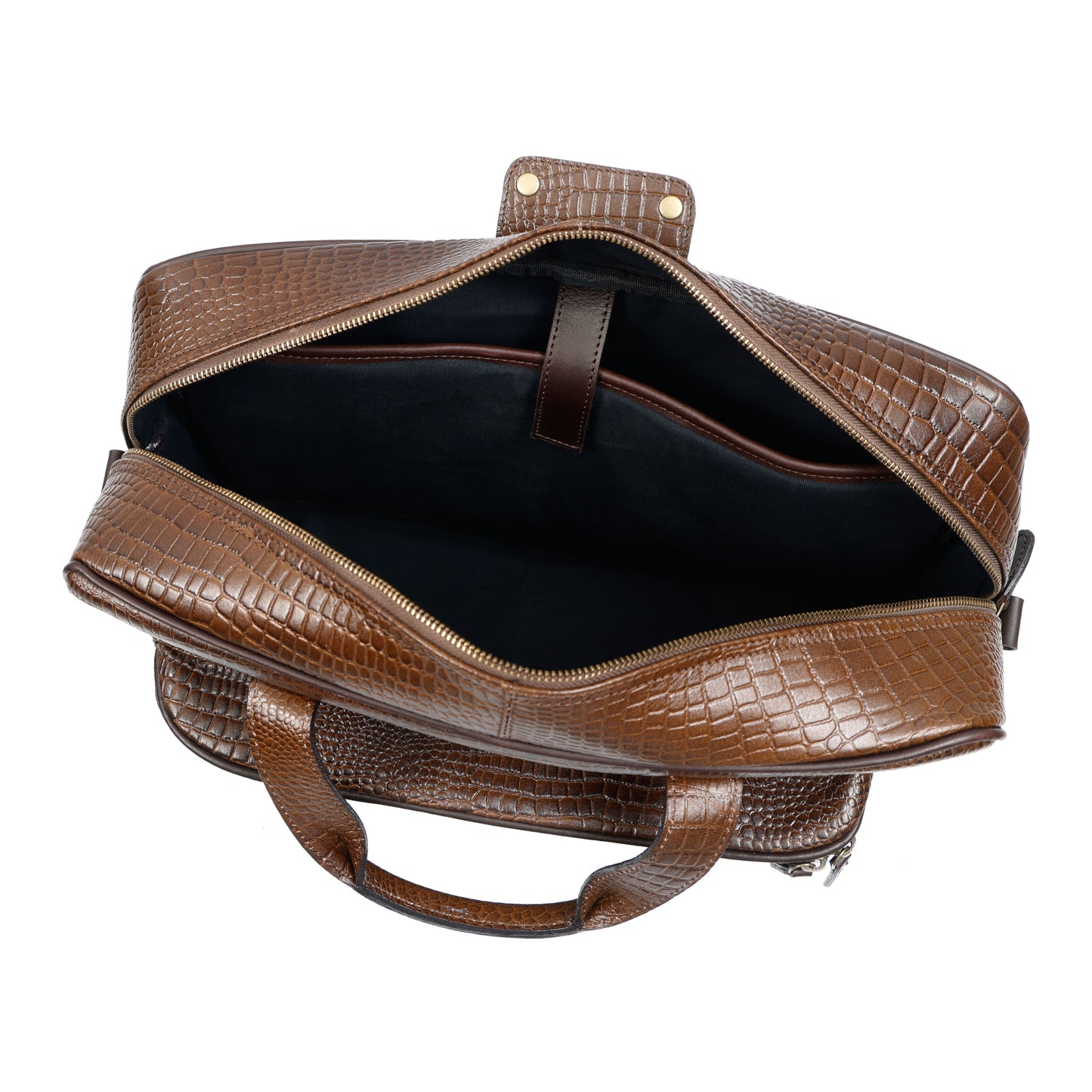 Croc-Embossed Leather Office Bag – Professional Laptop Briefcase