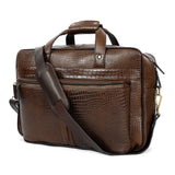 Croc-Embossed Leather Office Bag – Professional Laptop Briefcase