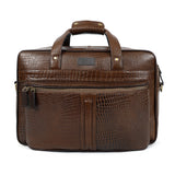 Croc-Embossed Leather Office Bag – Professional Laptop Briefcase