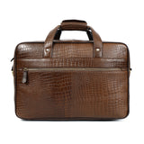 Croc-Embossed Leather Office Bag – Professional Laptop Briefcase