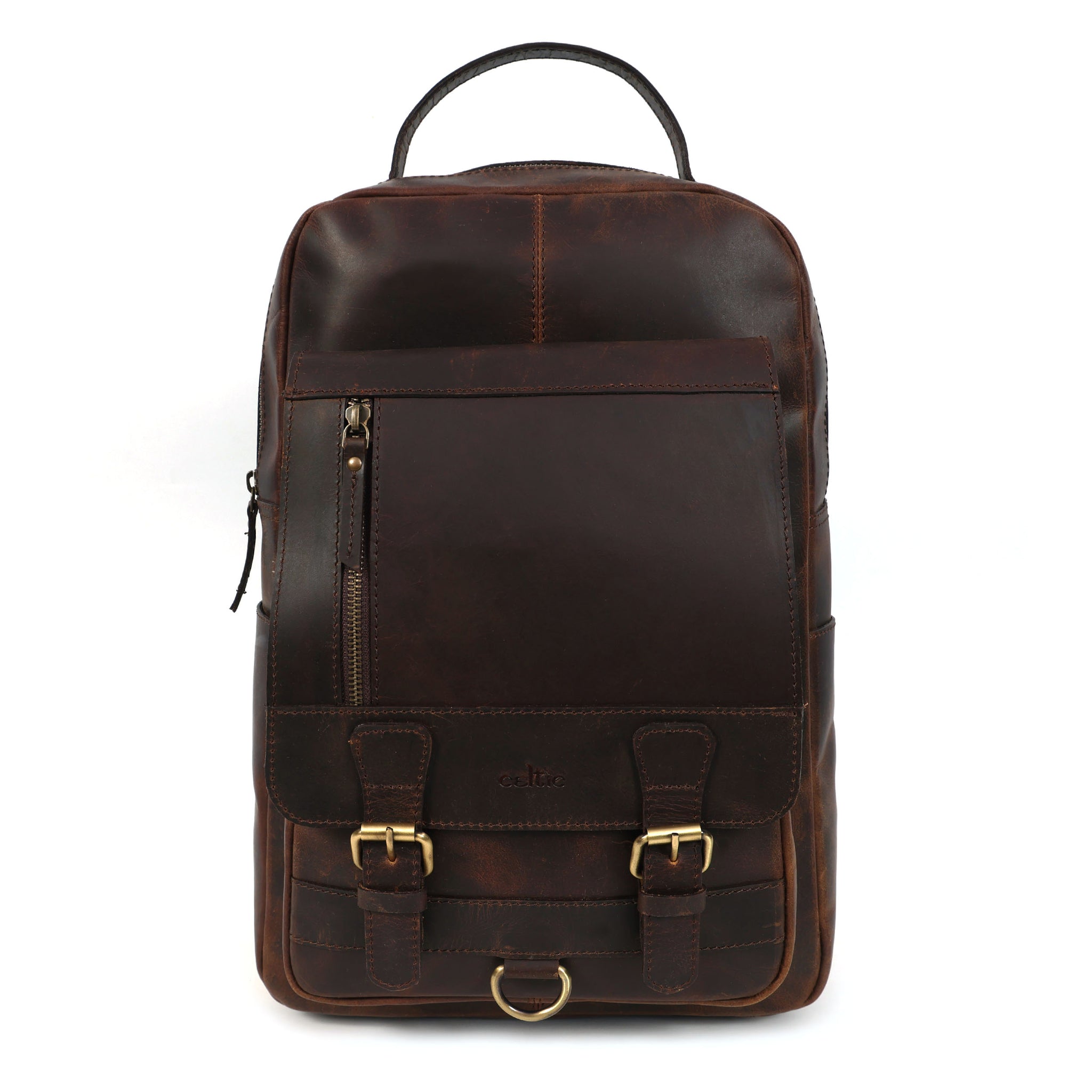 Full-Grain Leather Laptop Backpack – Professional Work Travel Bag