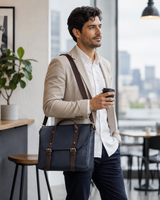 Genuine Leather Laptop Messenger Bag – Office Travel Satchel