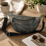Leather Crossbody Waist Bag – Crescent Sling Bag with Adjustable Strap