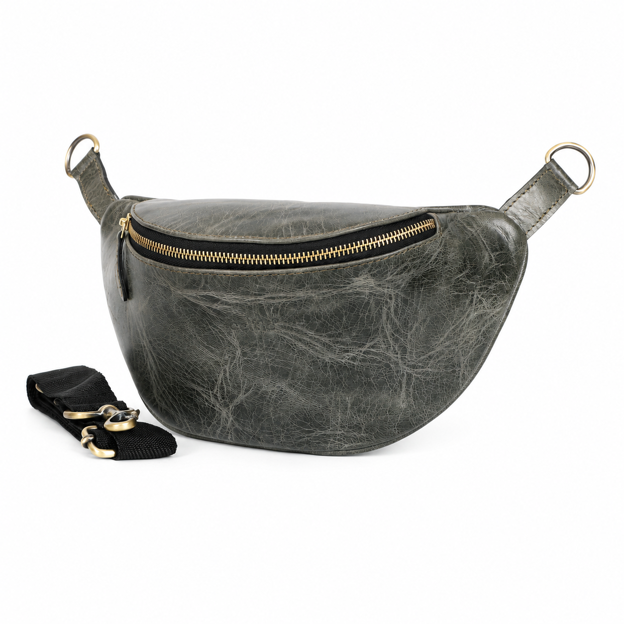 Leather Crossbody Waist Bag – Crescent Sling Bag with Adjustable Strap