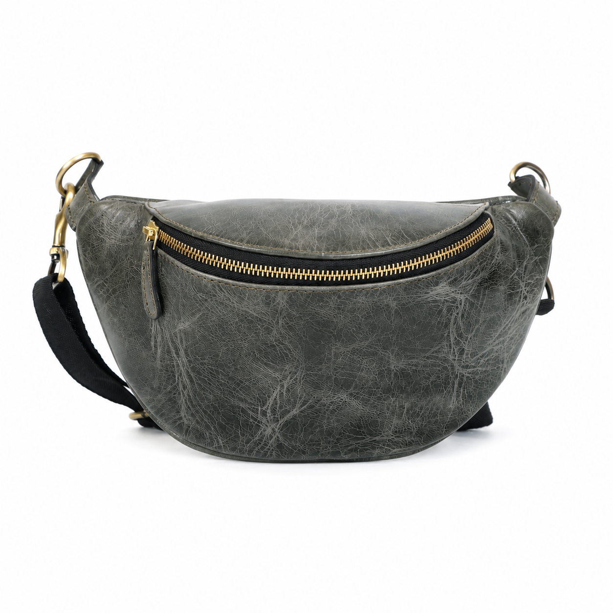 Leather Crossbody Waist Bag – Crescent Sling Bag with Adjustable Strap