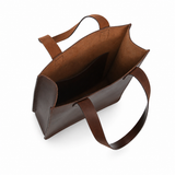 Genuine Leather Tote Bag – Minimal Shoulder Shopper Bag with Front Pocket