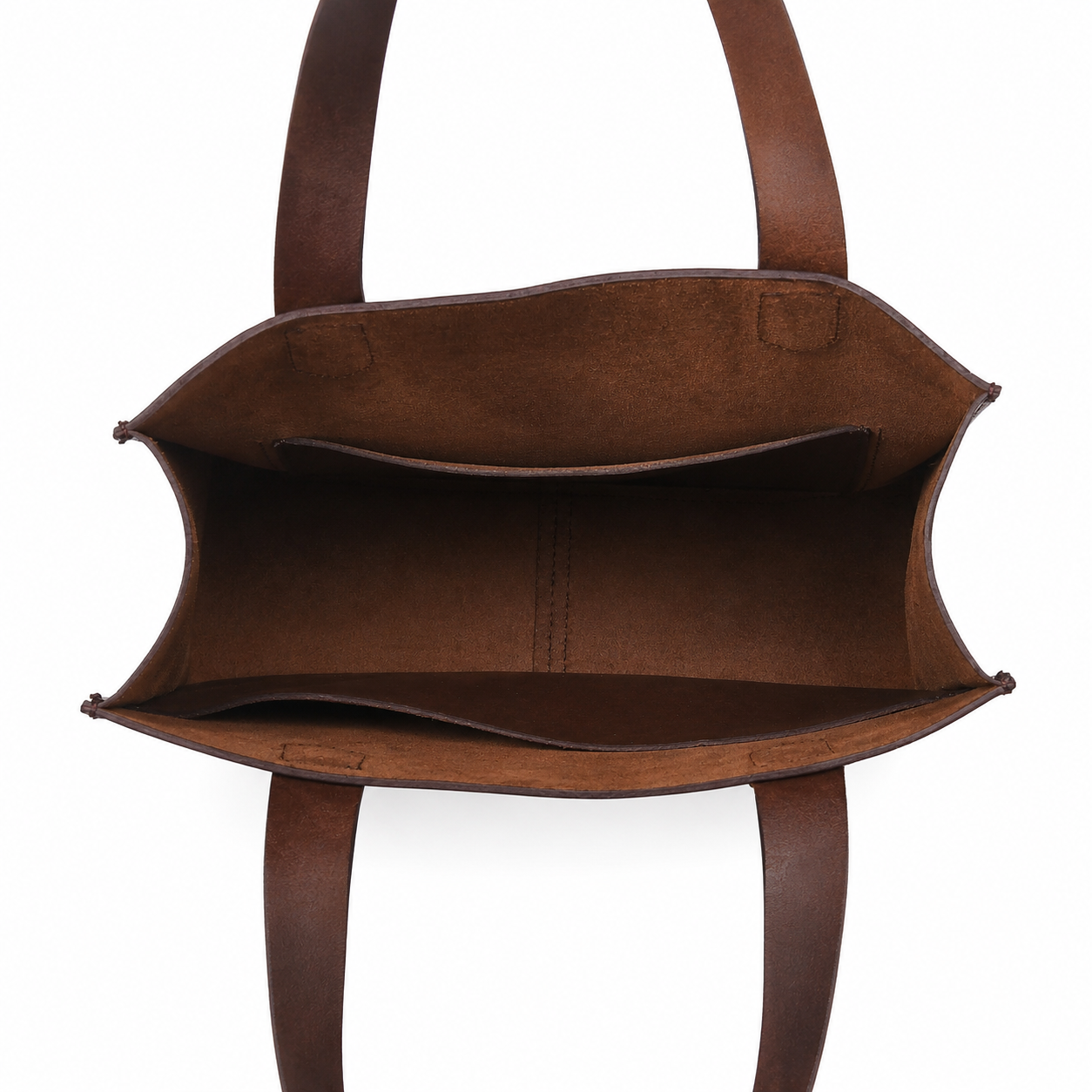 Genuine Leather Tote Bag – Minimal Shoulder Shopper Bag with Front Pocket