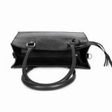 Black Croc-Textured Leather Tote Bag – Shoulder Handbag with Zip Closure