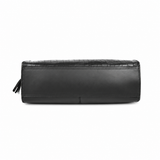 Black Croc-Textured Leather Tote Bag – Shoulder Handbag with Zip Closure