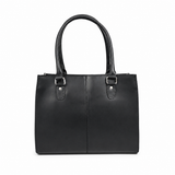 Black Croc-Textured Leather Tote Bag – Shoulder Handbag with Zip Closure