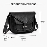 Embossed Leather Crossbody Bag – Buckle Flap Sling Bag