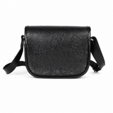 Embossed Leather Crossbody Bag – Buckle Flap Sling Bag