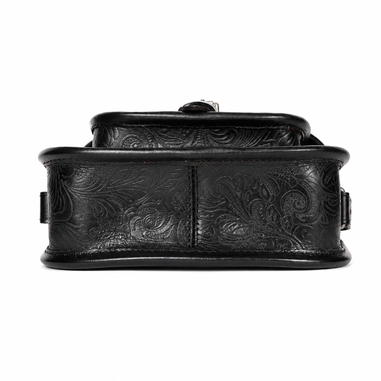 Embossed Leather Crossbody Bag – Buckle Flap Sling Bag