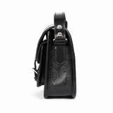 Embossed Leather Crossbody Bag – Buckle Flap Sling Bag