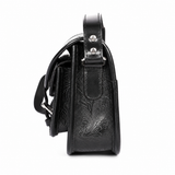 Embossed Leather Crossbody Bag – Buckle Flap Sling Bag