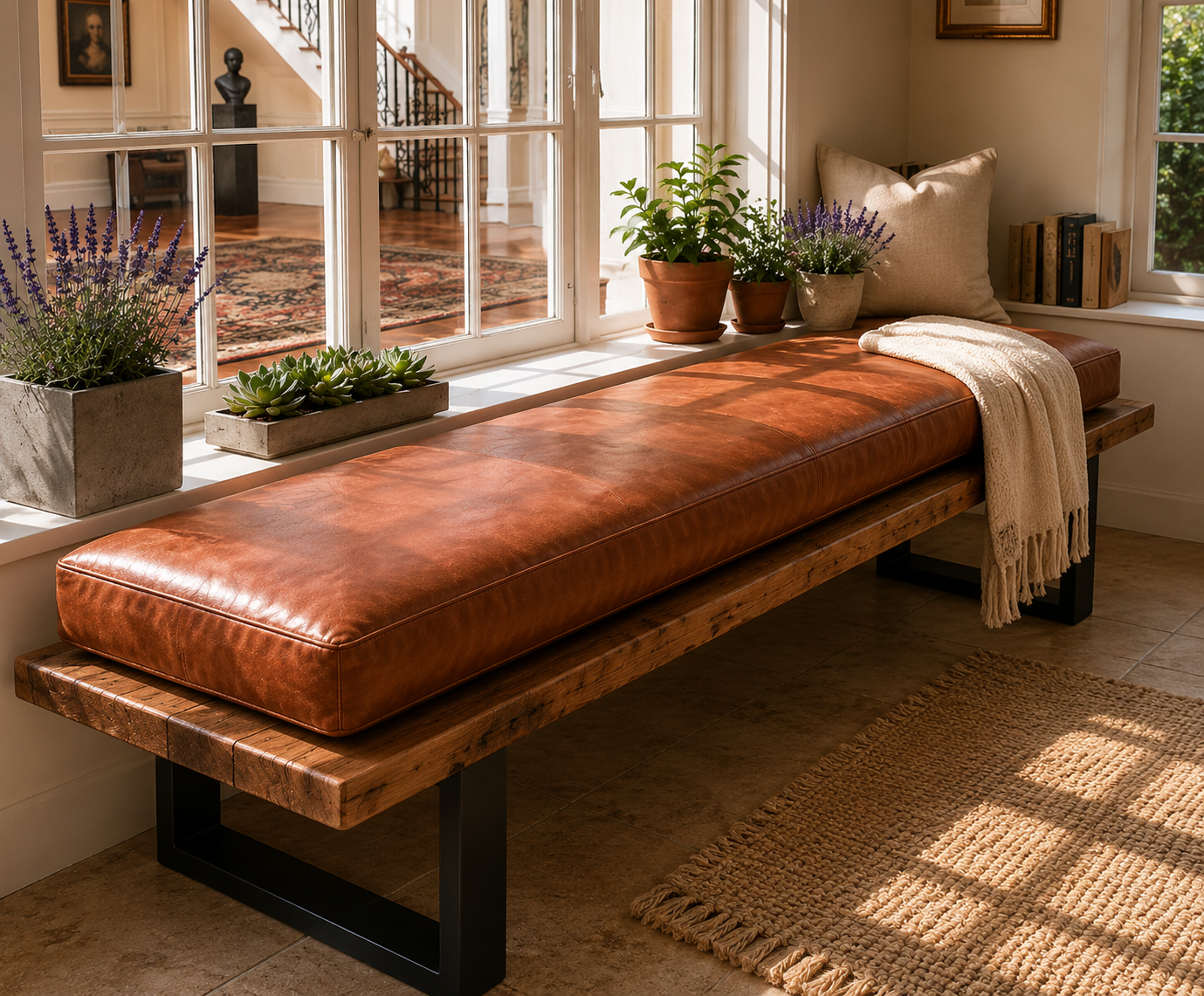 Custom Leather Bench Cushion – Made to Measure Window Seat & Dining Bench Pad