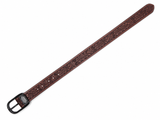 Embossed Brown Leather Belt – Western Waist Belt with Matte Black Buckle