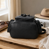 Genuine Leather Utility Backpack – Vintage Travel Bag with Buckle Pockets