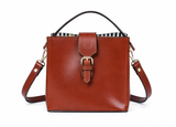 Leather Top Handle Sling Bag – Elegant Shoulder Bag with Gold Hardware