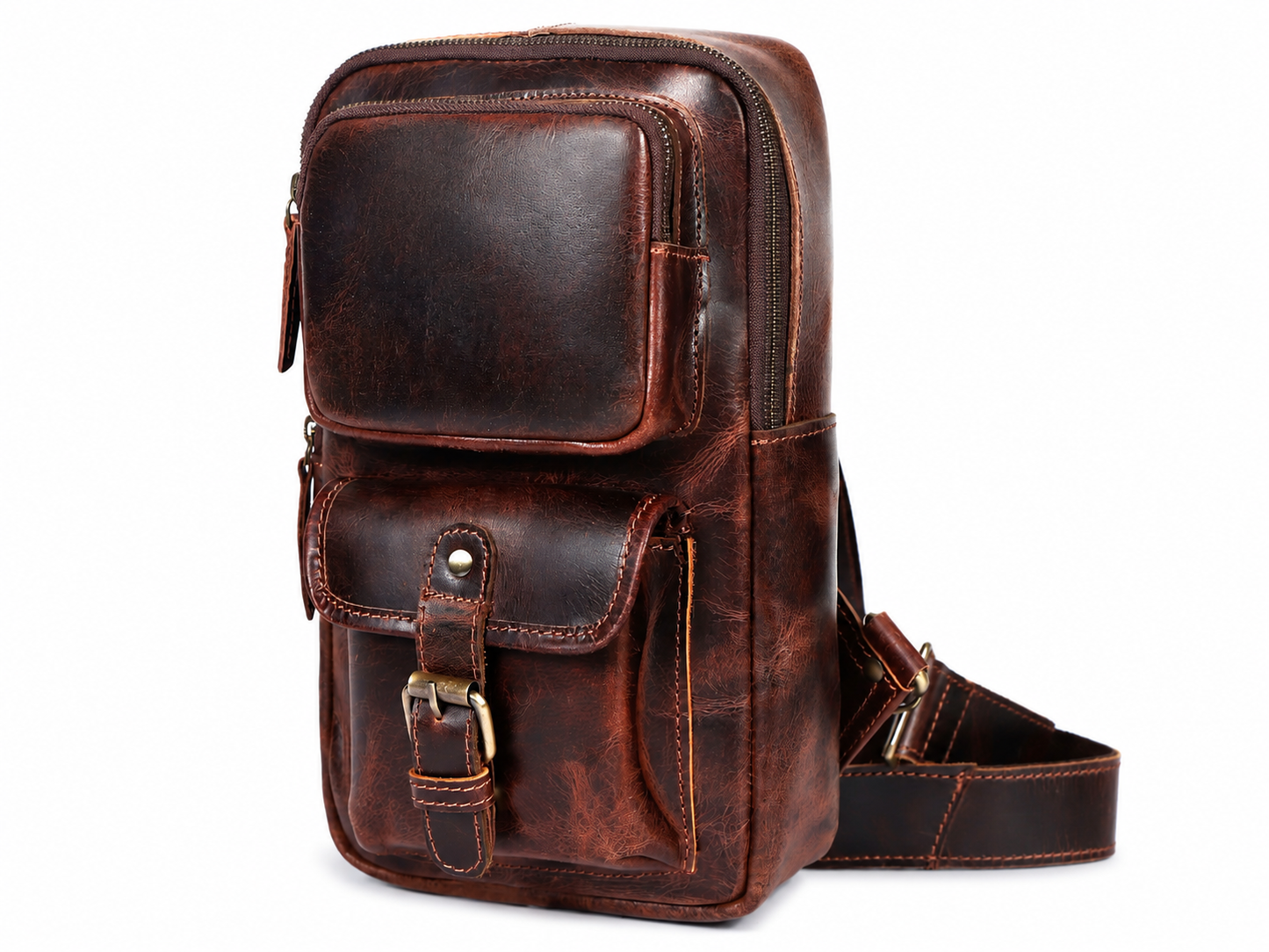 Genuine Leather Crossbody Sling Bag – Vintage Travel Shoulder Bag