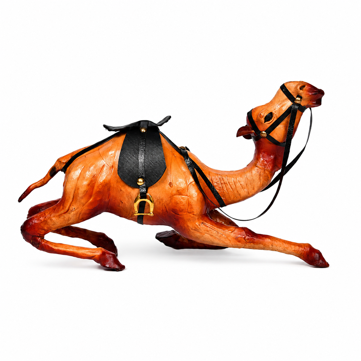 Handcrafted Leather Camel Figurine – Premium Saddle Decor Showpiece