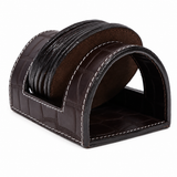 Croc-Textured Leather Coaster Set – Premium Desk & Table Decor