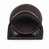 Croc-Textured Leather Coaster Set – Premium Desk & Table Decor