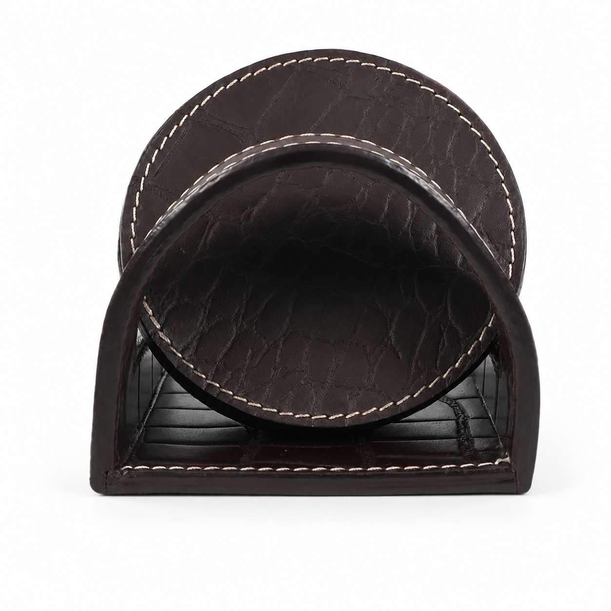 Croc-Textured Leather Coaster Set – Premium Desk & Table Decor