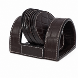 Croc-Textured Leather Coaster Set – Premium Desk & Table Decor