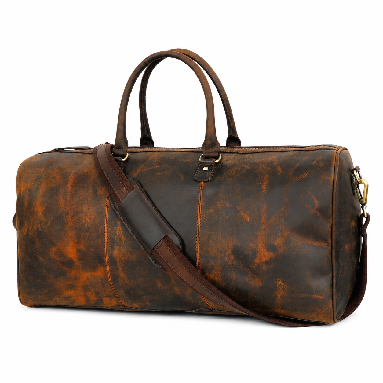 Full-Grain Leather Duffel Bag – Large Weekender Travel Bag