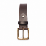 Dark Brown Leather Belt – Antique Buckle Formal Casual Waist Belt
