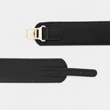 Black Genuine Leather Waist Belt – Adjustable Belt with Gold Buckle
