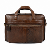 Croc-Embossed Leather Office Bag – Professional Laptop Briefcase