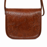Embossed Leather Crossbody Bag – Buckle Flap Sling Bag