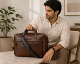 Croc-Embossed Leather Office Bag – Professional Laptop Briefcase