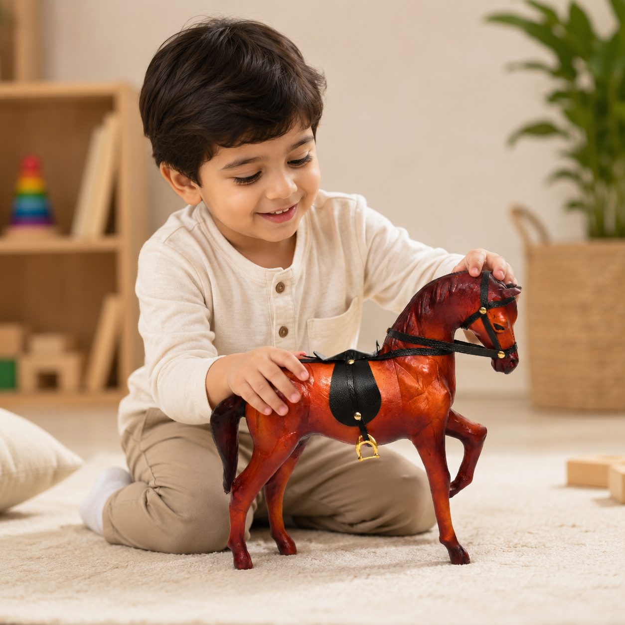 Handcrafted Leather Horse Showpiece – Luxury Decorative Horse Figurine