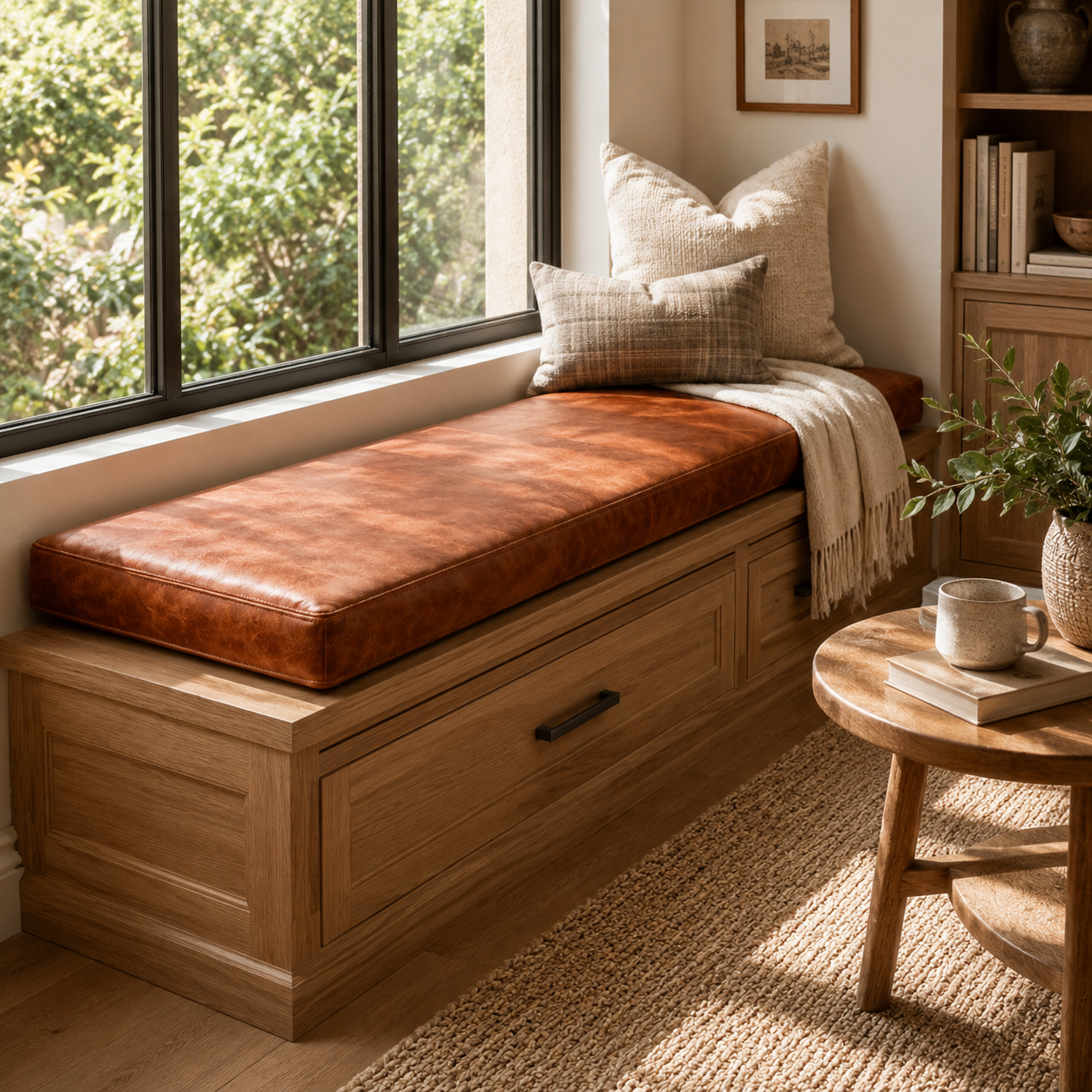 Custom Leather Bench Cushion – Made to Measure Window Seat & Dining Bench Pad