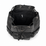 Genuine Leather Utility Backpack – Vintage Travel Bag with Buckle Pockets