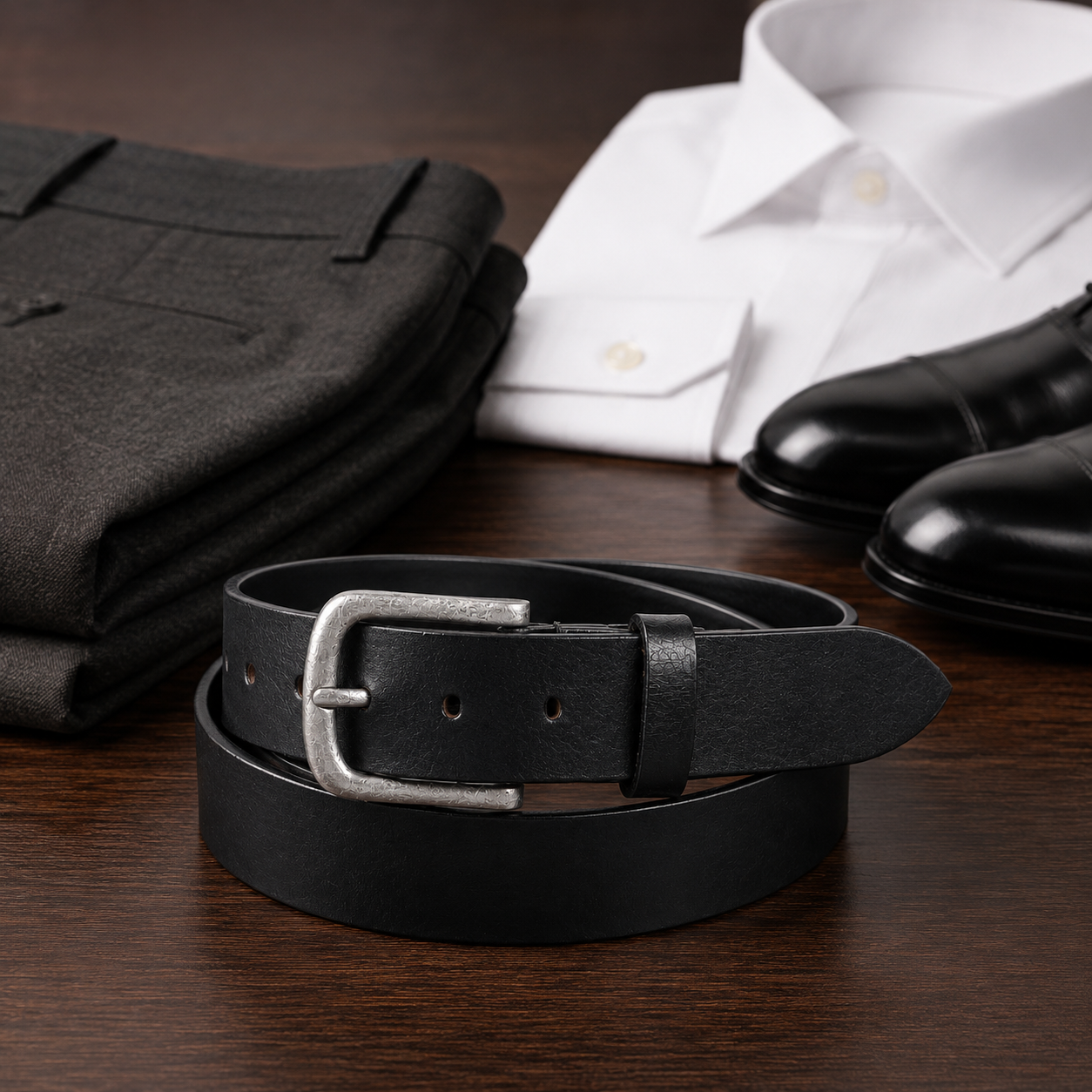 Genuine Leather Waist Belt with Durable Metal Buckle for Formal & Casual Wear