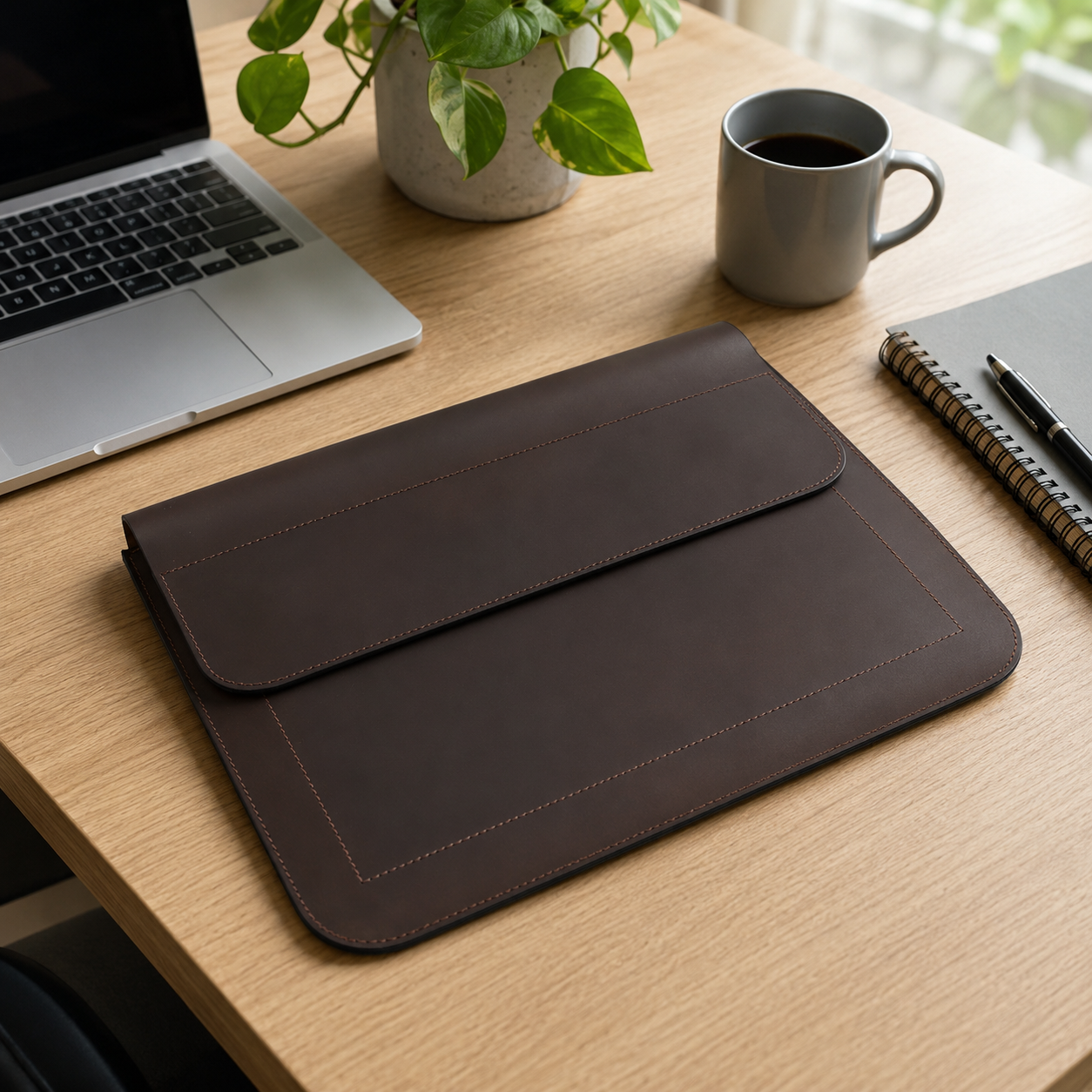 Leather iPad Sleeve – Magnetic Flap Tablet Case with Suede Lining