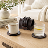Croc-Textured Leather Coaster Set – Premium Desk & Table Decor