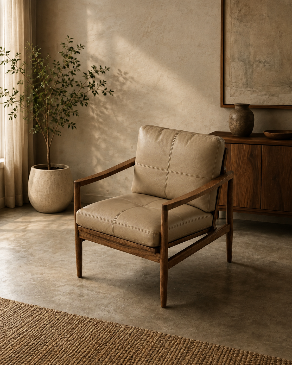 Custom Full-Grain Leather Sofa Cushion Cover – Made-to-Measure Seat Cover