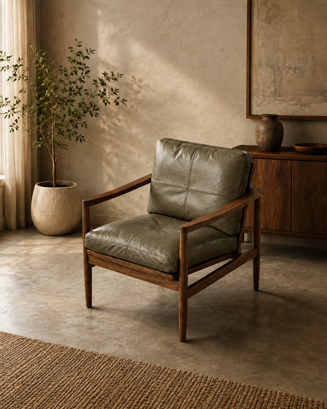 Custom Full-Grain Leather Sofa Cushion Cover – Made-to-Measure Seat Cover
