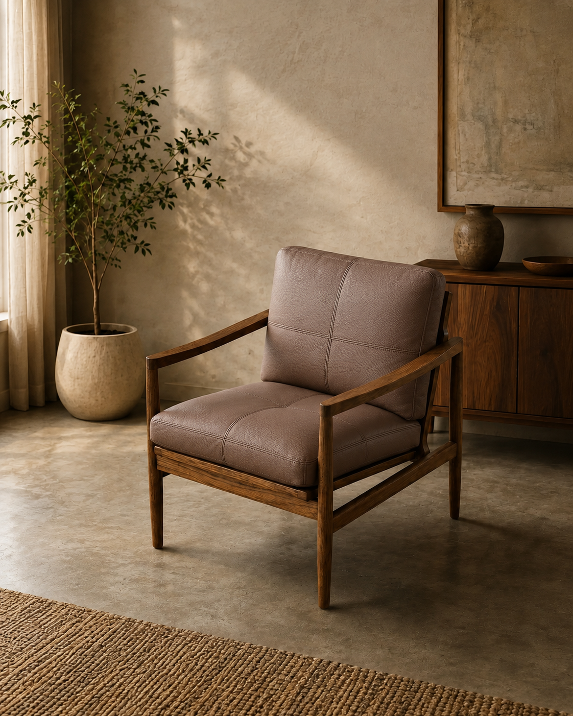 Custom Full-Grain Leather Sofa Cushion Cover – Made-to-Measure Seat Cover