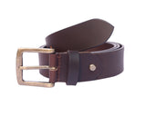 Dark Brown Leather Belt – Antique Buckle Formal Casual Waist Belt